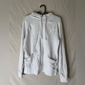 Champion White tight fit zip up sweater/hoodie